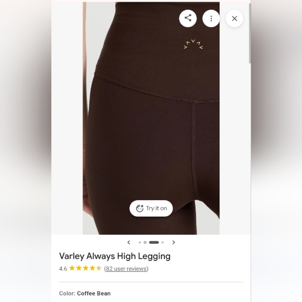 Varley Always High Leggings In Coffee Bean Size Large - Picture 2 of 9